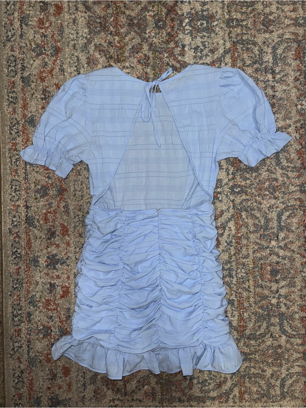 Light Blue Ruched Mini Dress - Picture 3 of 3